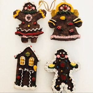 Vintage Set Of Four Salt Dough Ornaments Holidays